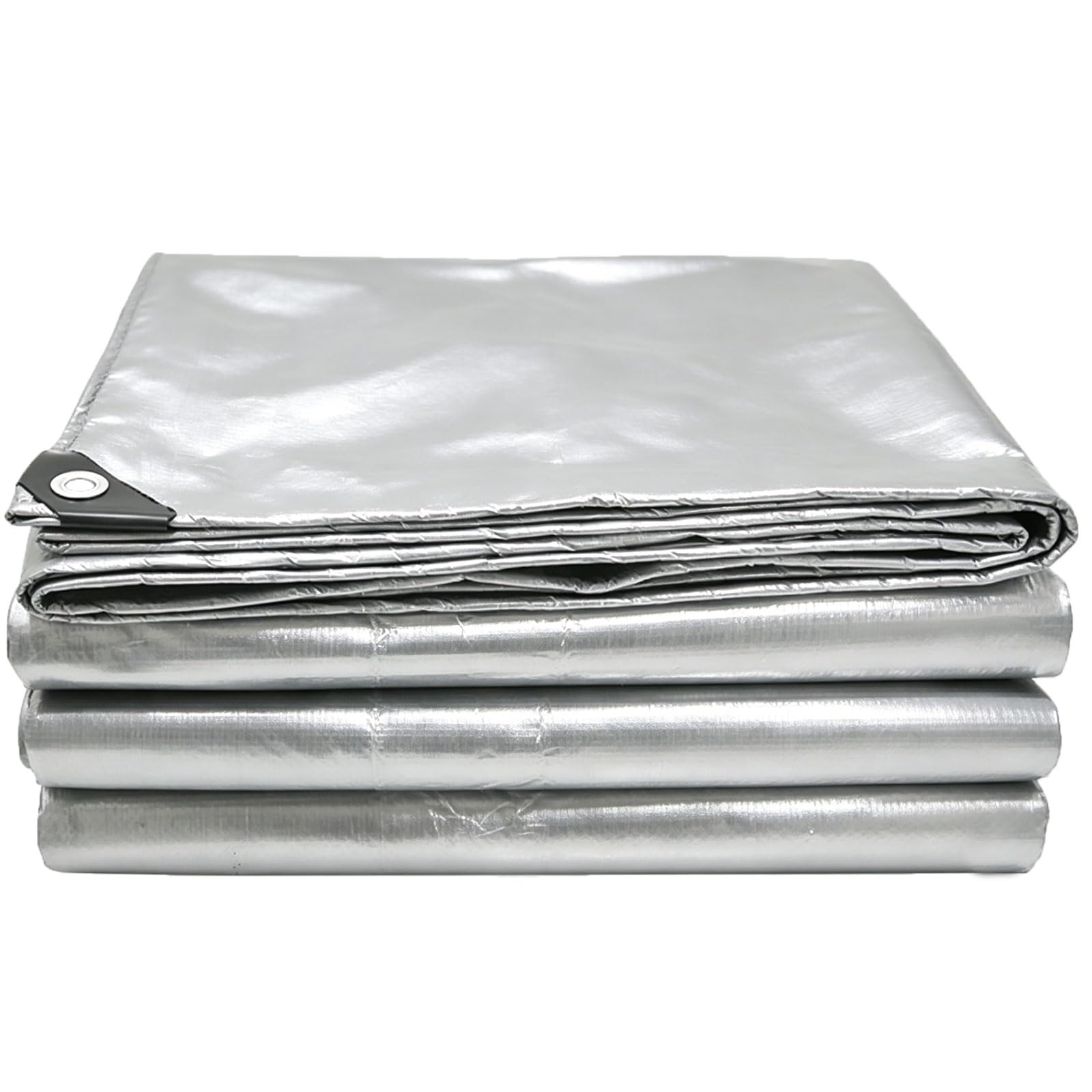 Tarpaulin Waterproof Heavy Duty 420 x 490 cm Heavy Duty, Waterproof, UV Protection Builders Tarps Reinforced Eyelets, Tear Resistant for Garden Furniture Camping Camping, Silver