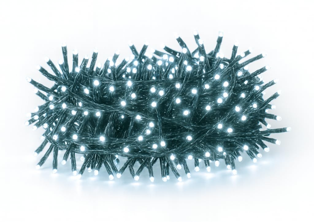 eacommerce, Serie Luci Natale Micro LED, 6W 31V, Bianco Caldo/Ghiaccio, Catena Luminosa Esterno Interno, Giochi Luce Memory, Filo Flessibile, Illuminazione Decorativa Festiva (Luce Fredda, 3000 Led)