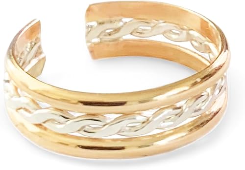 Anillo de dedo del pie Relleno de oro de 14 quilates y plata de ley Anillo de dedo del pie ajustable unisex para hombres o mujeres Talla única