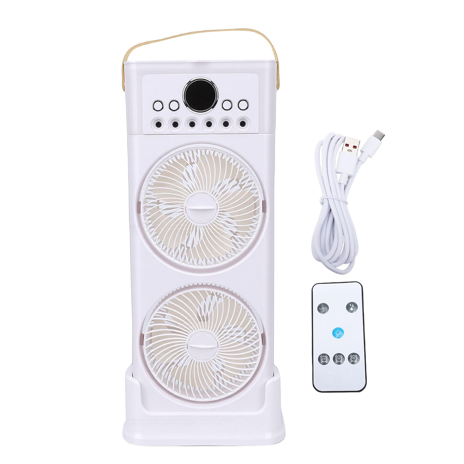 Asixxsix Ventilatore Nebulizzante, Umidificatore con Ventola di Raffreddamento con Rotazione a 360 Gradi con 6 Ugelli Spray e Telecomando, sistemas di Raffreddamento a Doppia Ventola