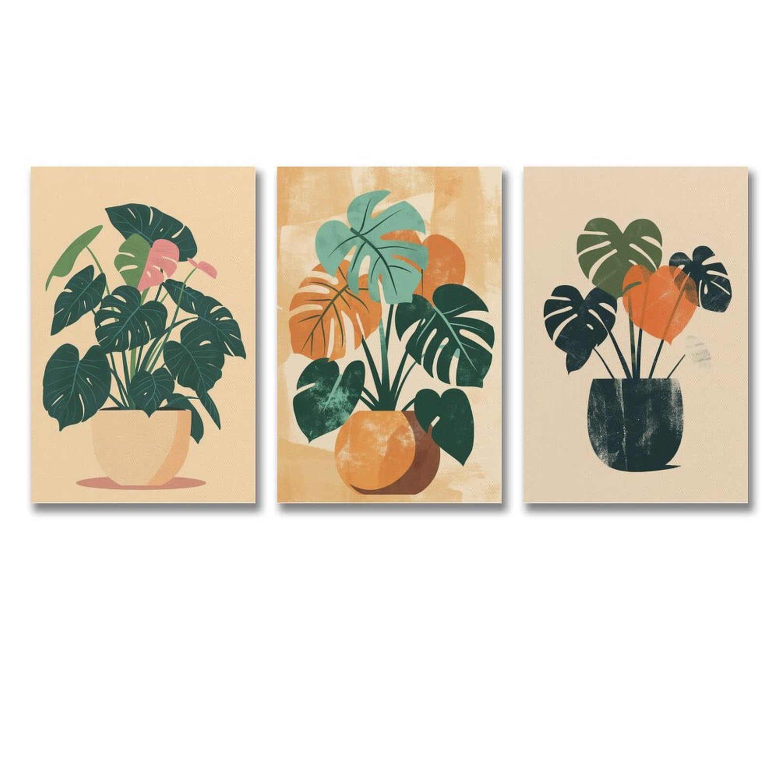 Amazon.co.jp: 3枚 シンプルな植物の絵 絵画 インテリア ポスター 植物