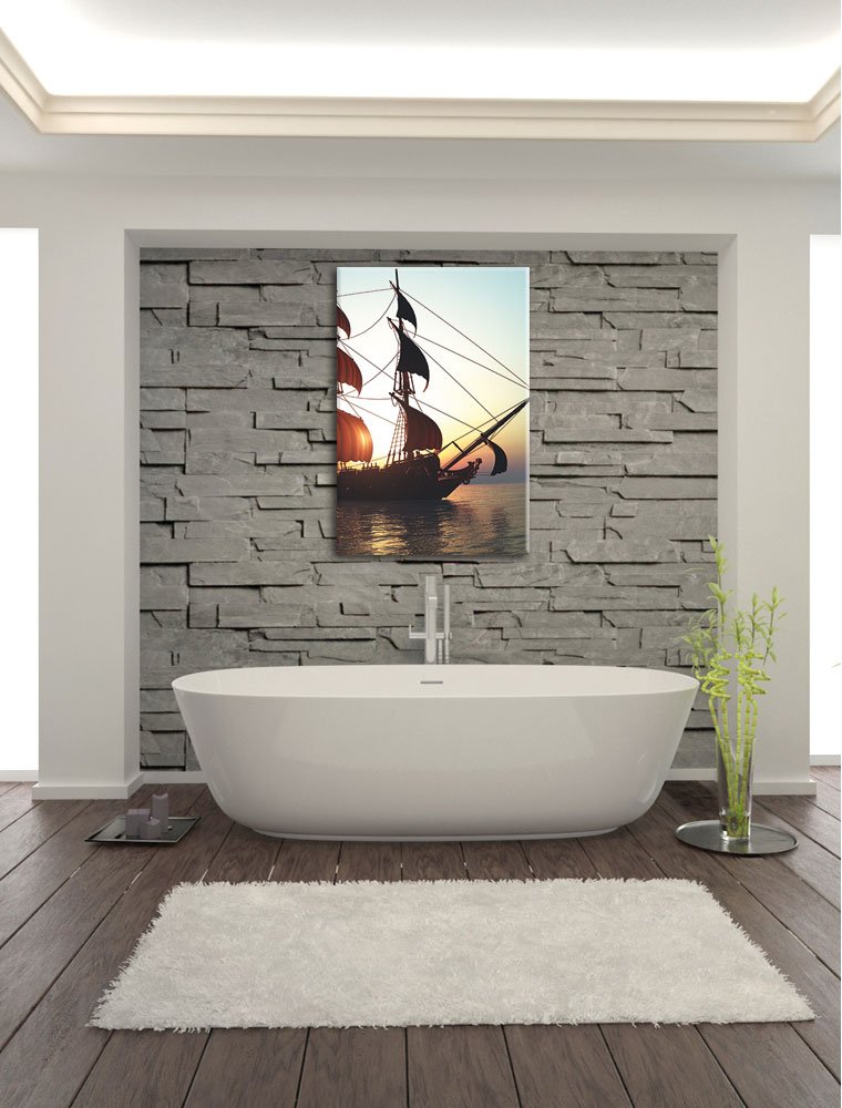 Vecchia nave a vela, formato: 120 x 80 cm su tela, XXL immagini giganti già incorniciate con cornice, stampa artistica da parete con cornice, più conveniente di dipinti o pittura a olio, nessun poster