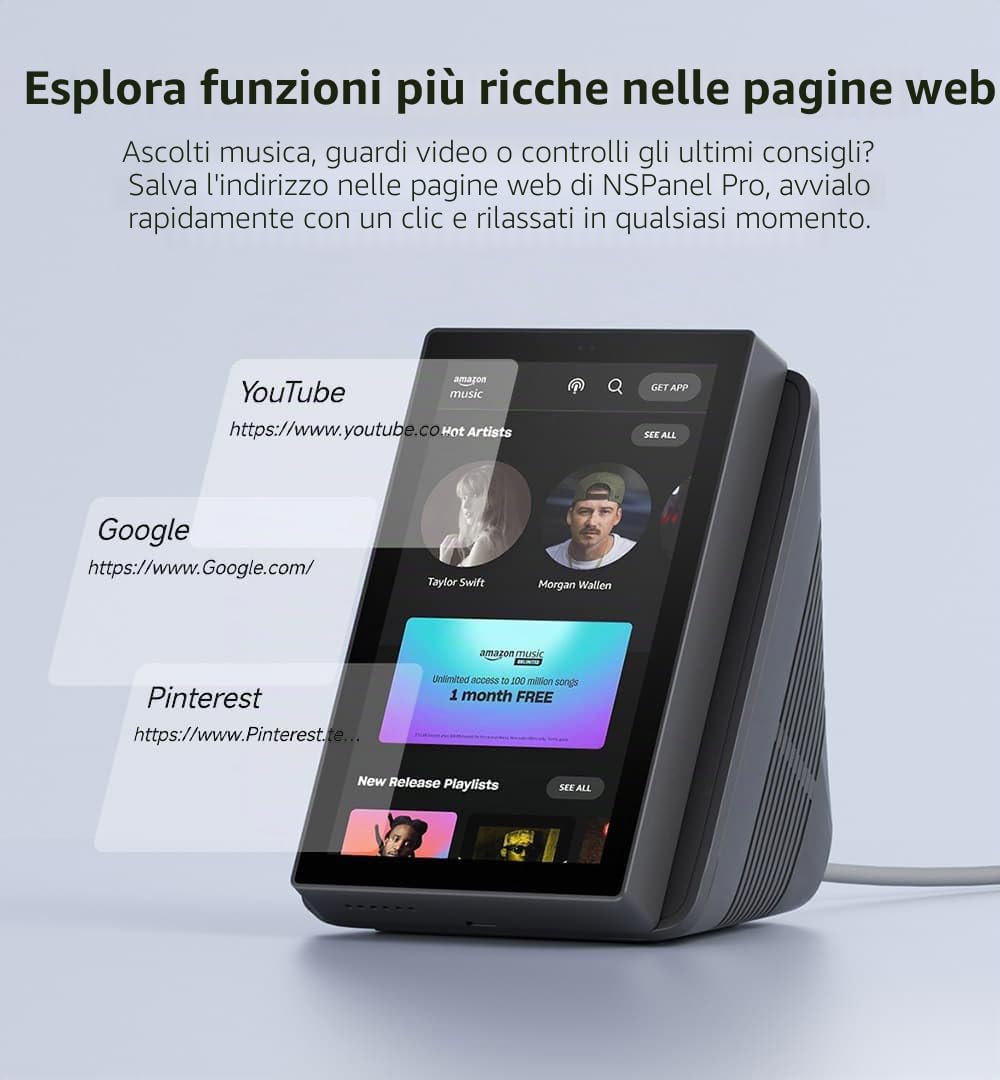 Smilewolf NSPanel Pro Zigbee 3.0 Hub Matter Gateway 120Tpye Smart Home 120Tpye Pannello Smart Thermostst Consumo di energia Modulo interruttore fai da te Supporto dispositivi eWeLink (bianco)