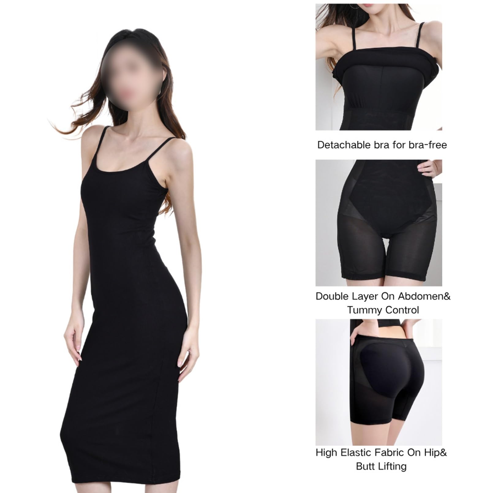 HLTYGWX Vestido de Mujer Shapewear Slip Vestido Completo Debajo del Vestido Control de Barriga Cuerpo Largo Cami Vestido