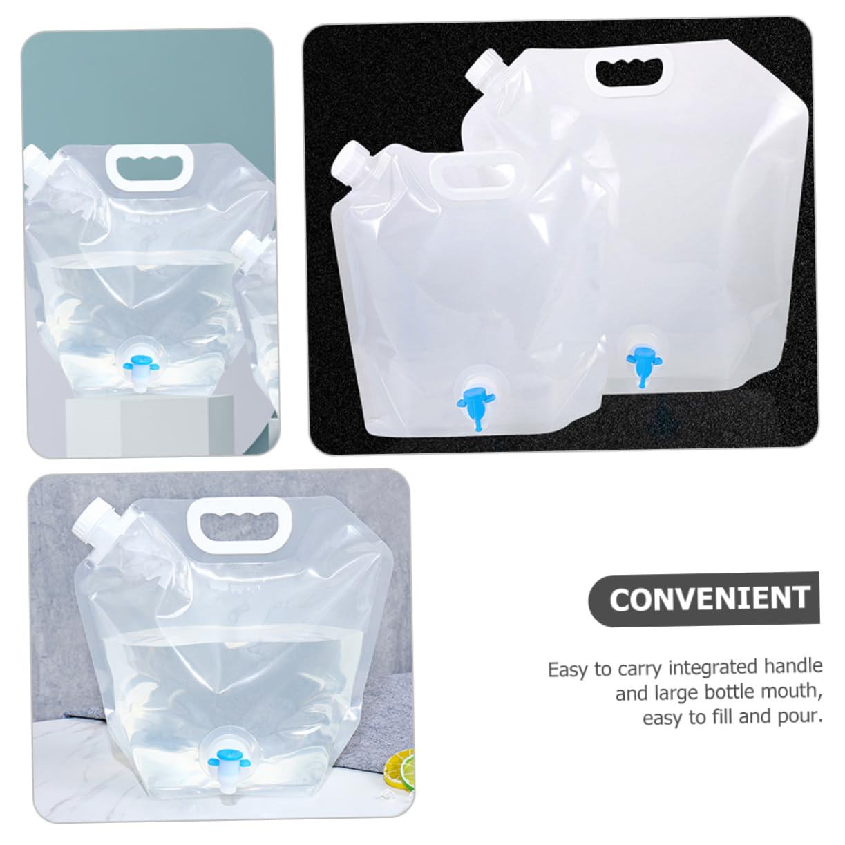 ifundom 2Pcs Portable Collapsible Water Containers Outdoor Water Storage Bags Durable Lightweight Water Pouches for Camping Hiking and to Carry with Strong