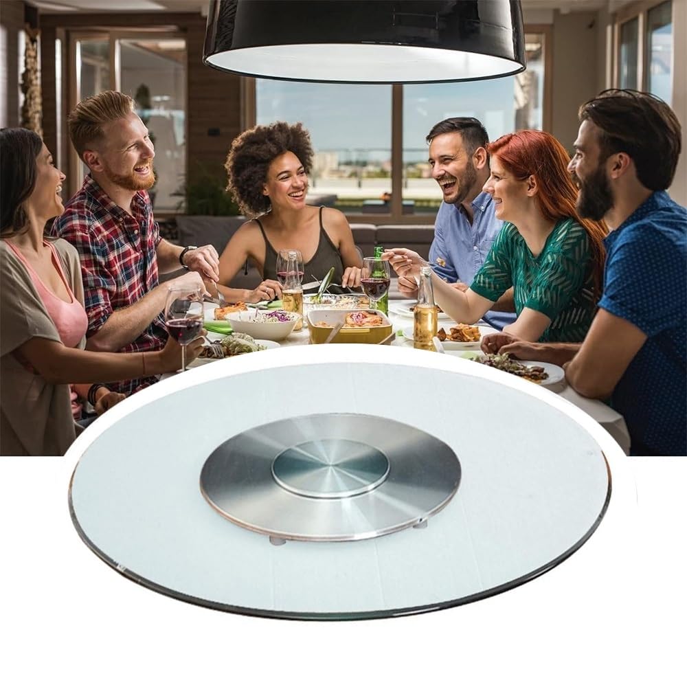 Plateau de service rotatif en verre pour simplifier vos grands dîners de famille