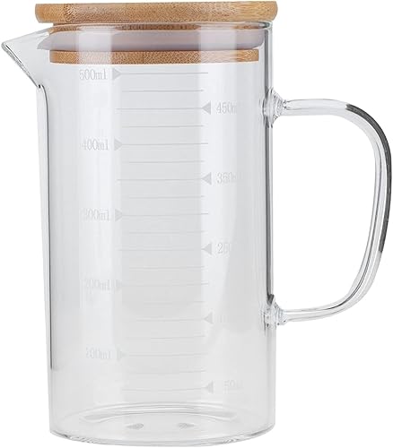 Taza de vidrio, taza medidora de vidrio de borosilicato con tapa, resistente al calor, suministros para bebidas para hotel, restaurante, hogar,