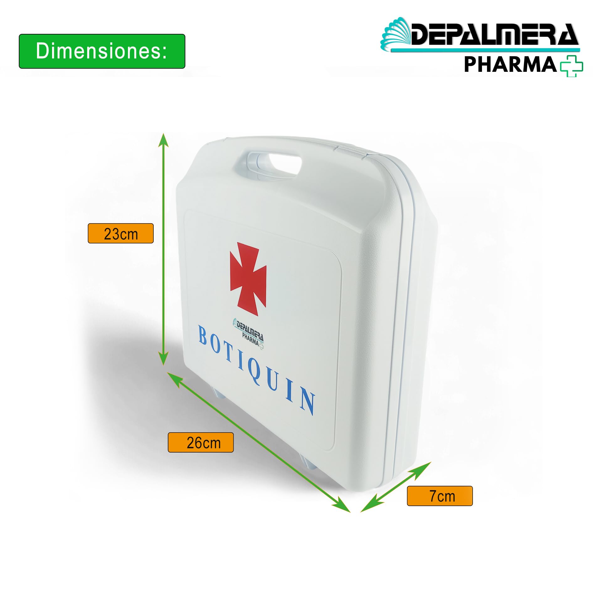Pharma✙ Botiquin de Primeros Auxilios Hogar y Trabajo, Botiquin Completo Homologado para Realizar Primeras Curas de Emergencia - Medidas 26x23x7cm.