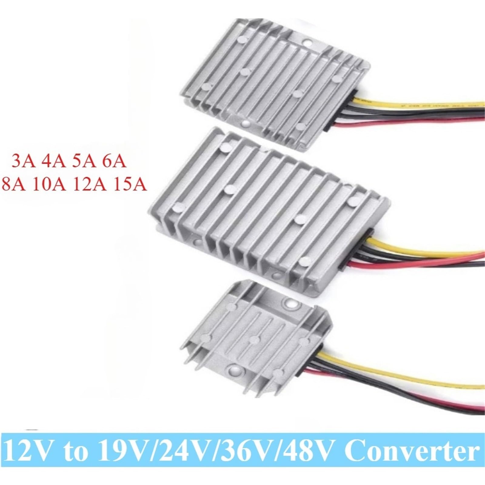 Przetwornica napięcia 12 V do 19 V, 24 V, 36 V, 48 V, 3A, 5A, 8A, 10 A, 12 A, 15 A, wodoodporny moduł zasilania (10 A, 24 V)
