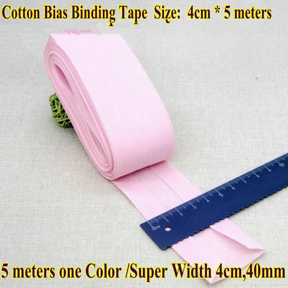 Schrägband aus Baumwolle, Größe 4 cm, 40 mm, 5 Meter, superbreites Faltband, DIY, handgefertigtes Nähmaterial, Stoffband, Band, Gelb, 4 cm, 20 Meter