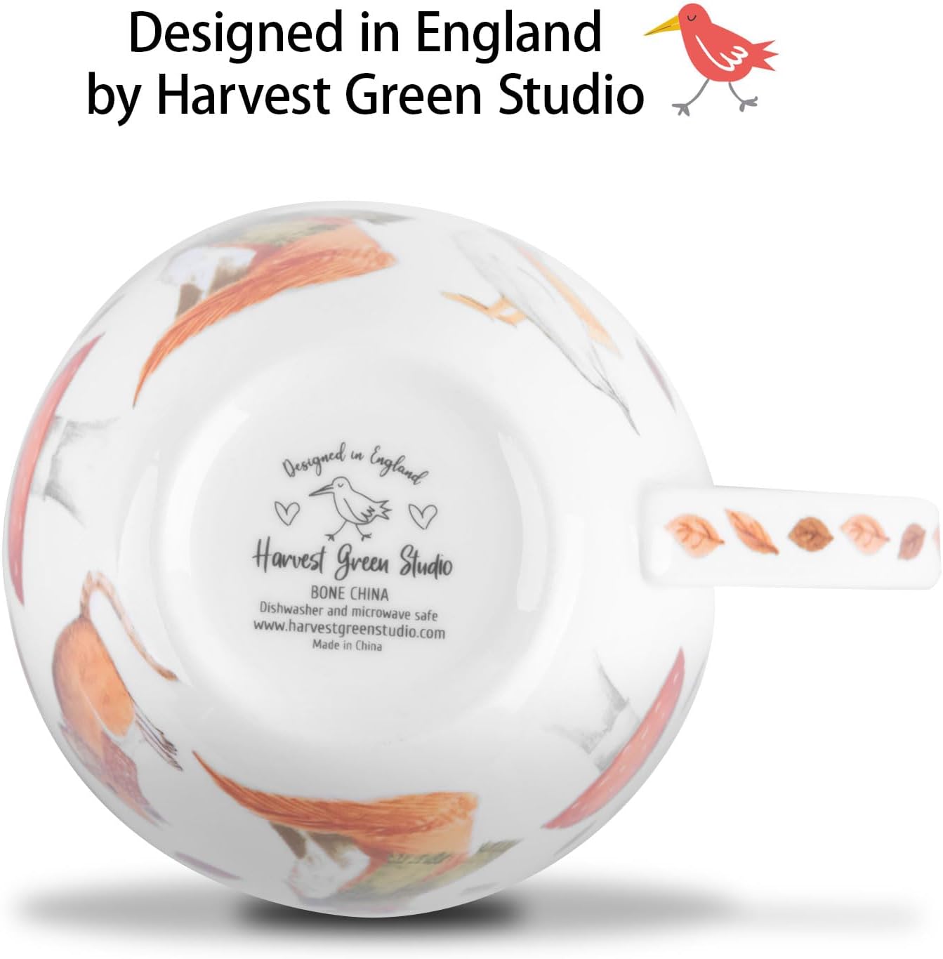 Autumn Forest Animal Mug - 20 oz Bone China Coffee Mug with Fox, Squirrel & Duck, Cozy Fall Gift for Nature Lovers and Friends, Designed in England by Harvest Green Studio - Image 7