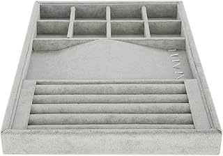 Taca na biżuterię, 2 kolory, aksamitna szkatułka do przechowywania biżuterii dla kobiet, sklep, pierścionków, kolczyków, naszyjników, tac, pudełko do przechowywania biżuterii (szare)