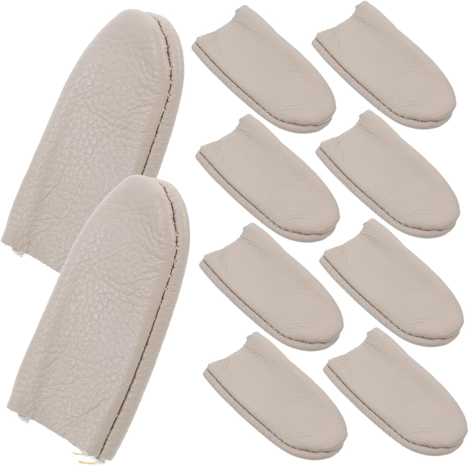 Knitting Thimble Finger Protectors 10pcs Cowhide Thimble Finger Covers Heat Insulated Wear-Resistant DIY Sewing Quilting Crafting Protective