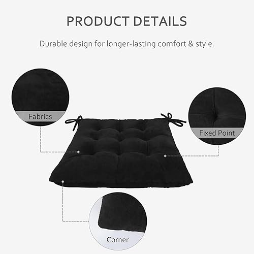 Miniatura 5 de ELFJOY Juego de 4 cojines cuadrados para silla de interior, cojines de asiento gruesos y suaves para cocina, comedor, silla de oficina (18 pulgadas,