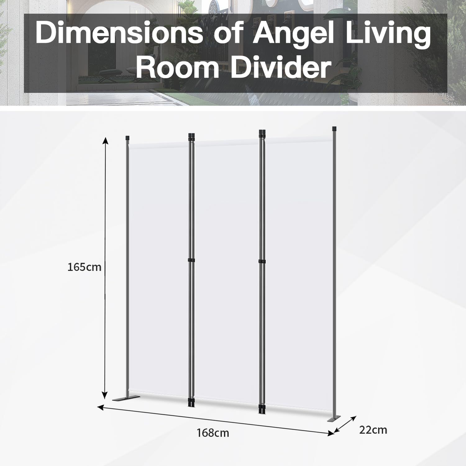 Angel Living Kamerschermen 1-delig Paravent Ruimteverdeler Kamerscherm Scheidingswand Opvouwbaar Inkijkbescherming voor Kantoor Hotel Ziekenhuis Woonkamer Balkon Tuin (Wit, 81 x 180cm