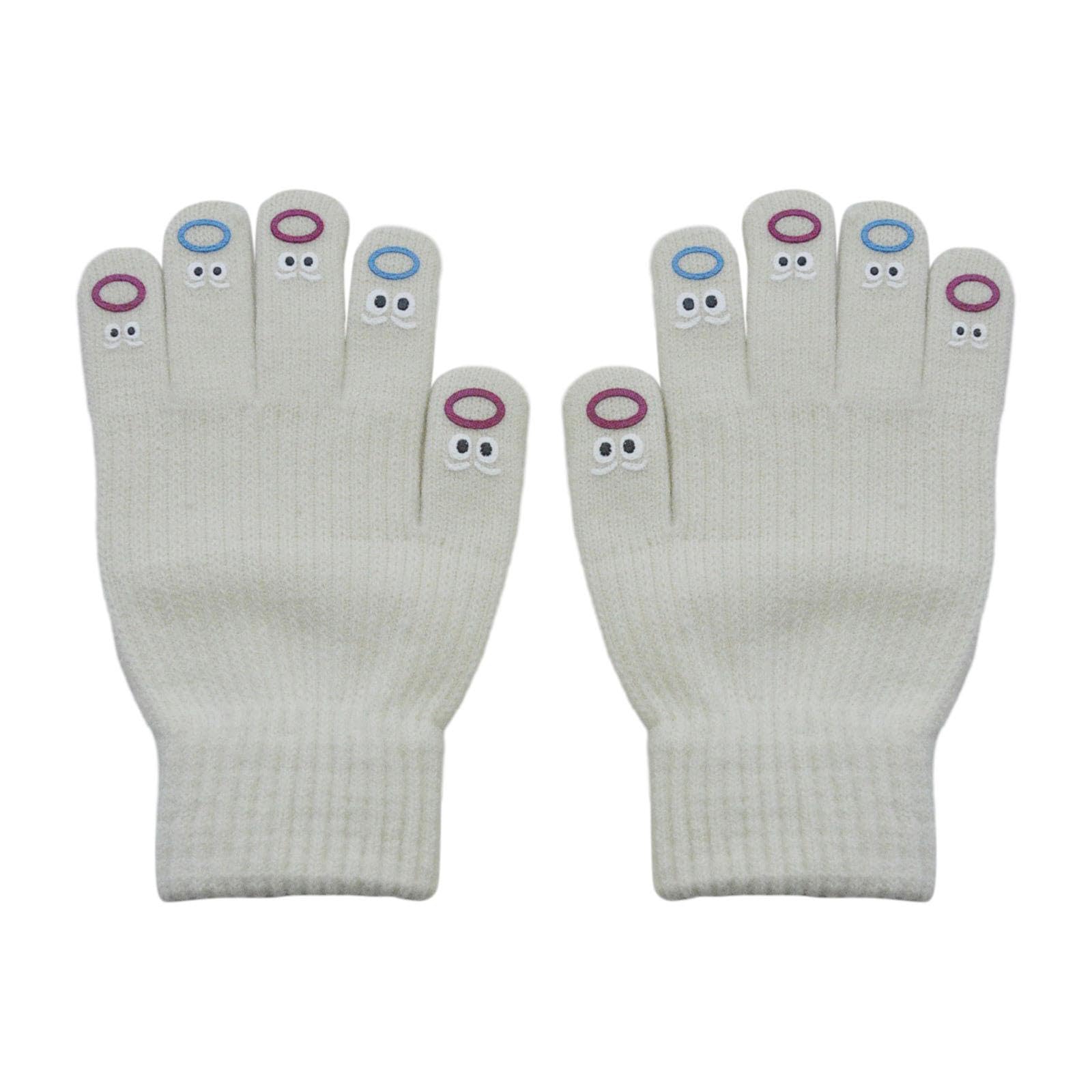 Winter Warm Knitted Gloves Soft for Cold Weather Touch Screen Gloves White-image-12