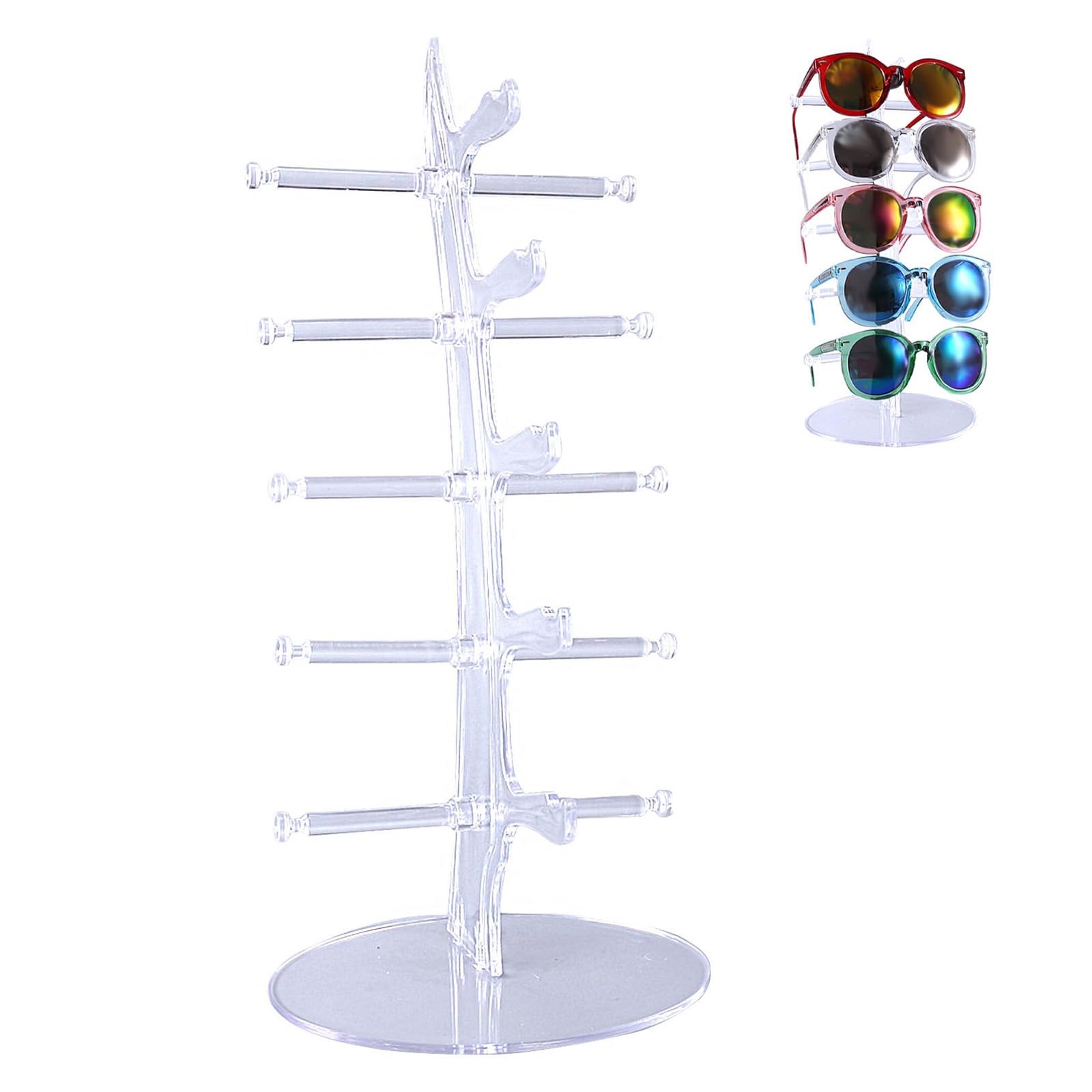 Espositore per Occhiali da Sole a 5 Strati, Porta Occhiali da Esposizione in Plastica, Occhiali da Sole Rack, Occhiali Stand, Adatto per Riporre Occhiali da Sole,Occhiali Miopia,Occhiali da Lettura