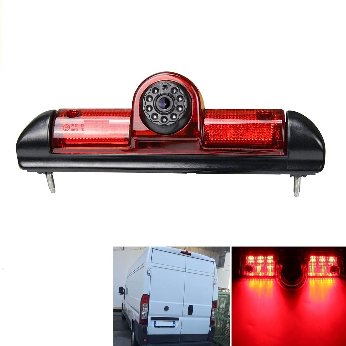 Telecamera retromarcia per Fiat Ducato/Citroen Jumper/Relay/Peugeot Boxer 2006-2017 Telecamera retrovisore specifico per veicolo senza forare sostituire la 3. Luce freno con la retrocamera