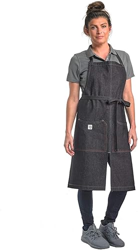 Mercer Culinary Metro Edge - Delantal para servidor, babero, Zephyr Black Denim Mercer Culinary Metro Edge - Delantal para servidor, babero, Zephyr Black Denim