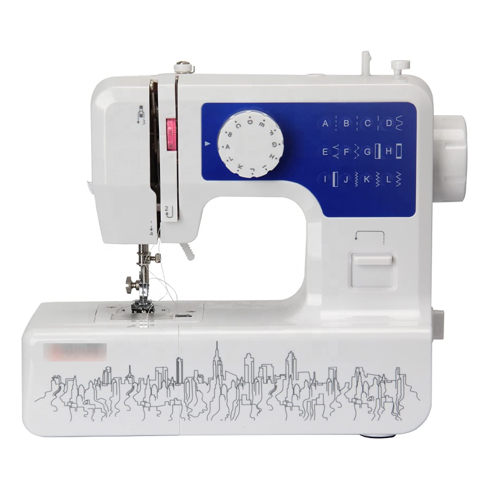 FBJAMZ Portable Mini Sewing Machine,for Kids Beginners Multifunctional Electric Overlocker, 12 Needles, Foot Pedal - Ideal for Home Use (Blue)