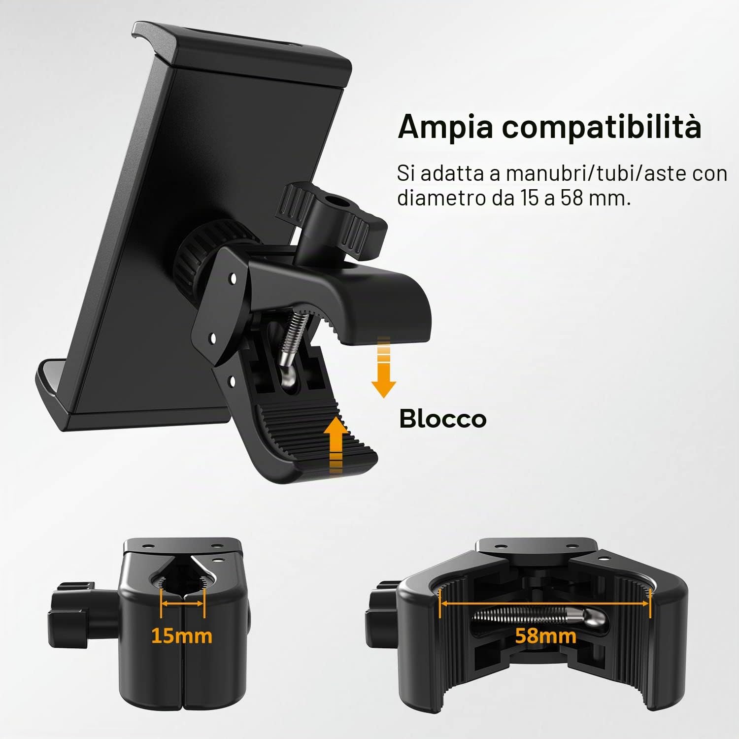 Tendak Spinning Bicicletta 360° Ruotare Universale Supporto per Tablet PC iPad PRO Air Mini 4.6" - 12,9" Tablet Smartphone