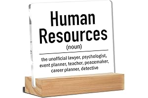 4 x 4 Inches HR Office Desk Decor, Human Resources Definition Acrylic Desk Plaque Sign