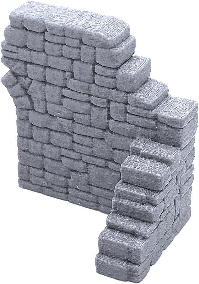 EnderToys Ruined Stone Walls (Set A) - DND Terrain & Scenery for 28mm Tabletop Miniatures