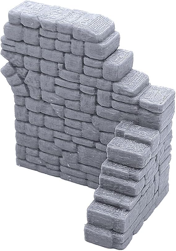 EnderToys Ruined Stone Walls (Set A) - DND Terrain & Scenery for 28mm Tabletop Miniatures