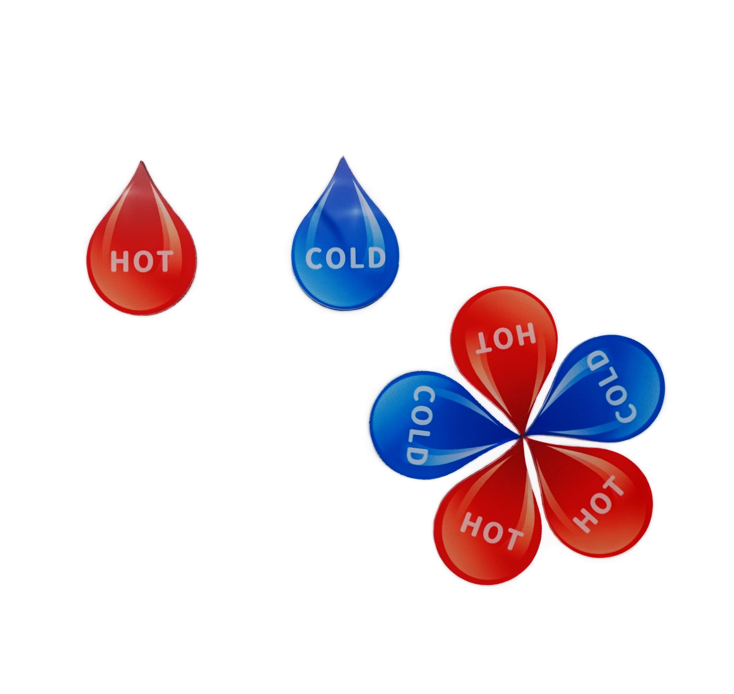 NanTun Acrylic Self Stick Drop Shape Cold Water Label Hot Water Label,Blue and Red 5 Pairs