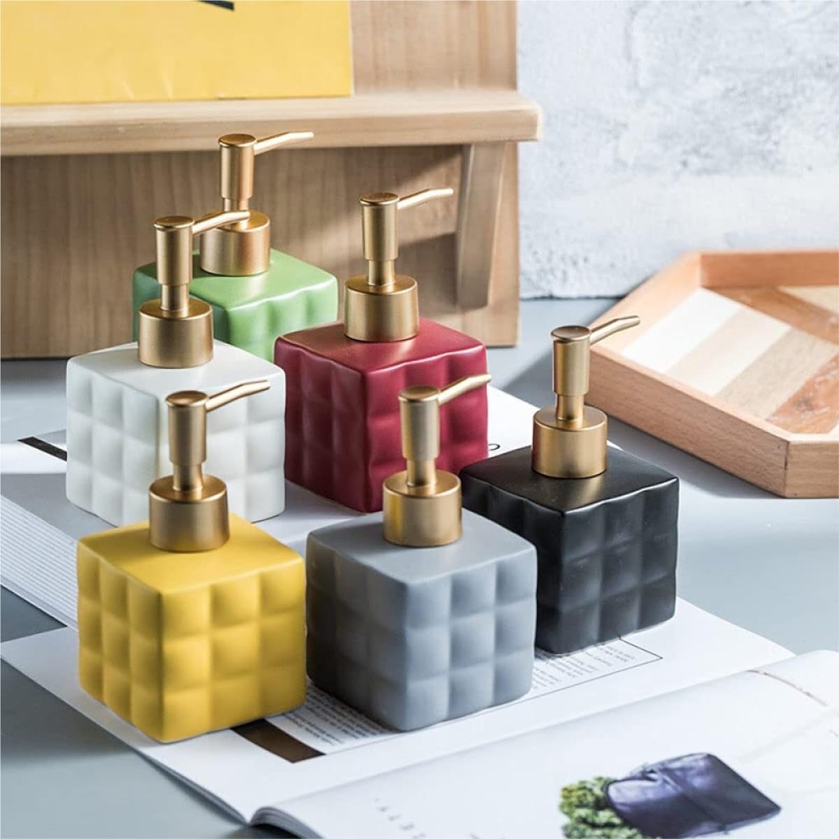Dispenser Sapone Liquido Distributore Di Sapone Liquido In Ceramica Lozione Ricaricabile Bagno(G)