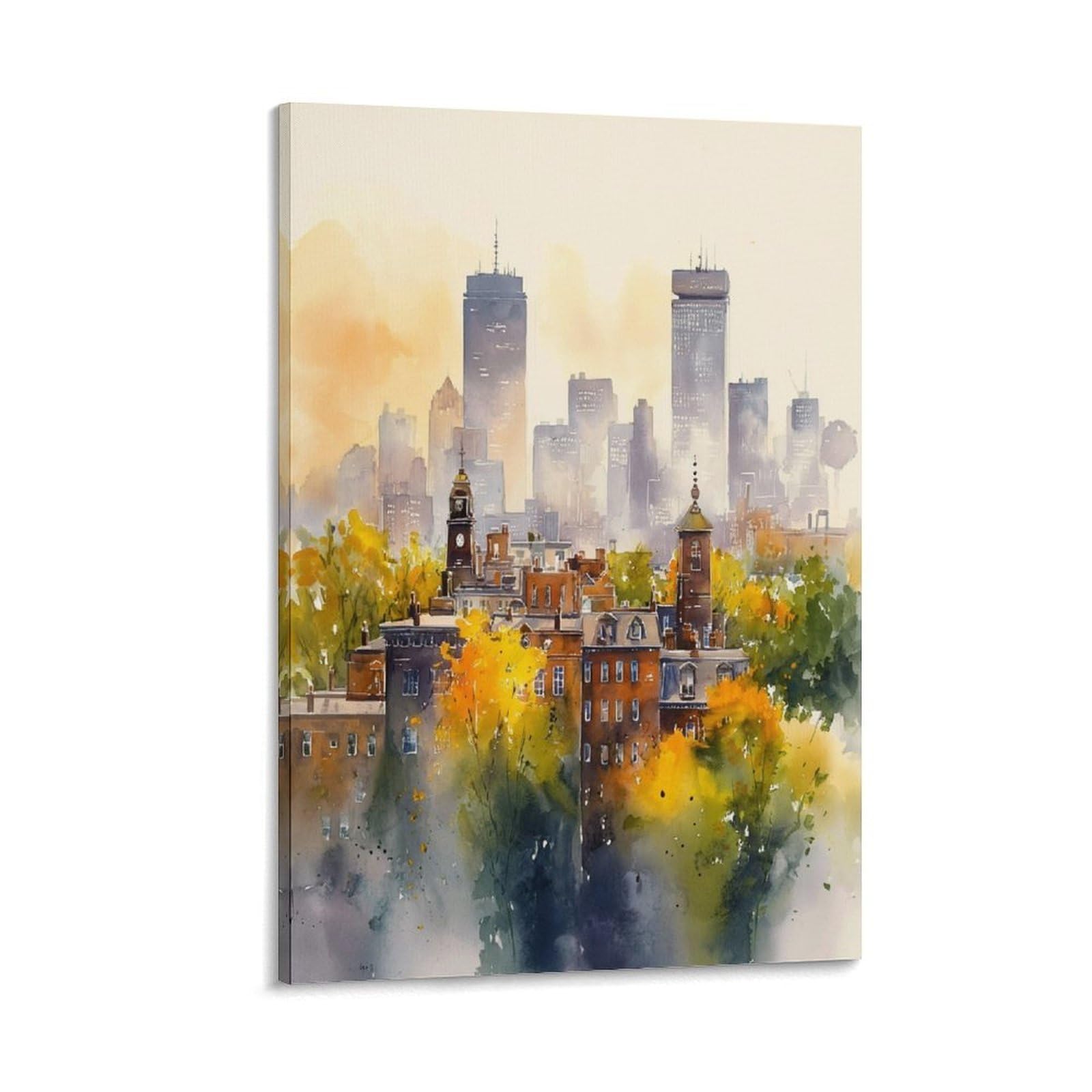 CN Tower Ontario 24x36inch(60x90cm) Vintage Travel Poster Watercolor Canvas Art