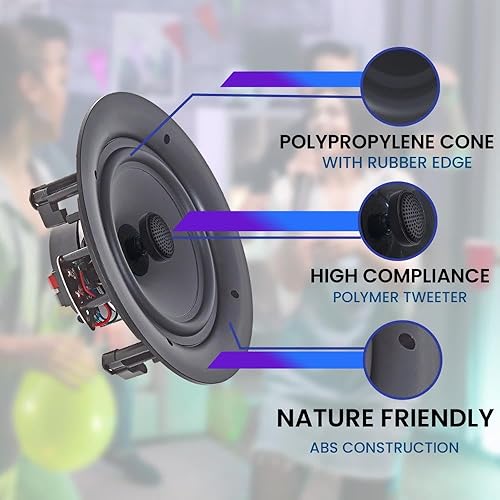 Miniatura 9 de Vaiyer Kit de sistema de cine en casa, amplificador Bluetooth de 6 canales de 6000 vatios con 6.5 pulgadas, 8 unidades de 200 W cada uno en la pared