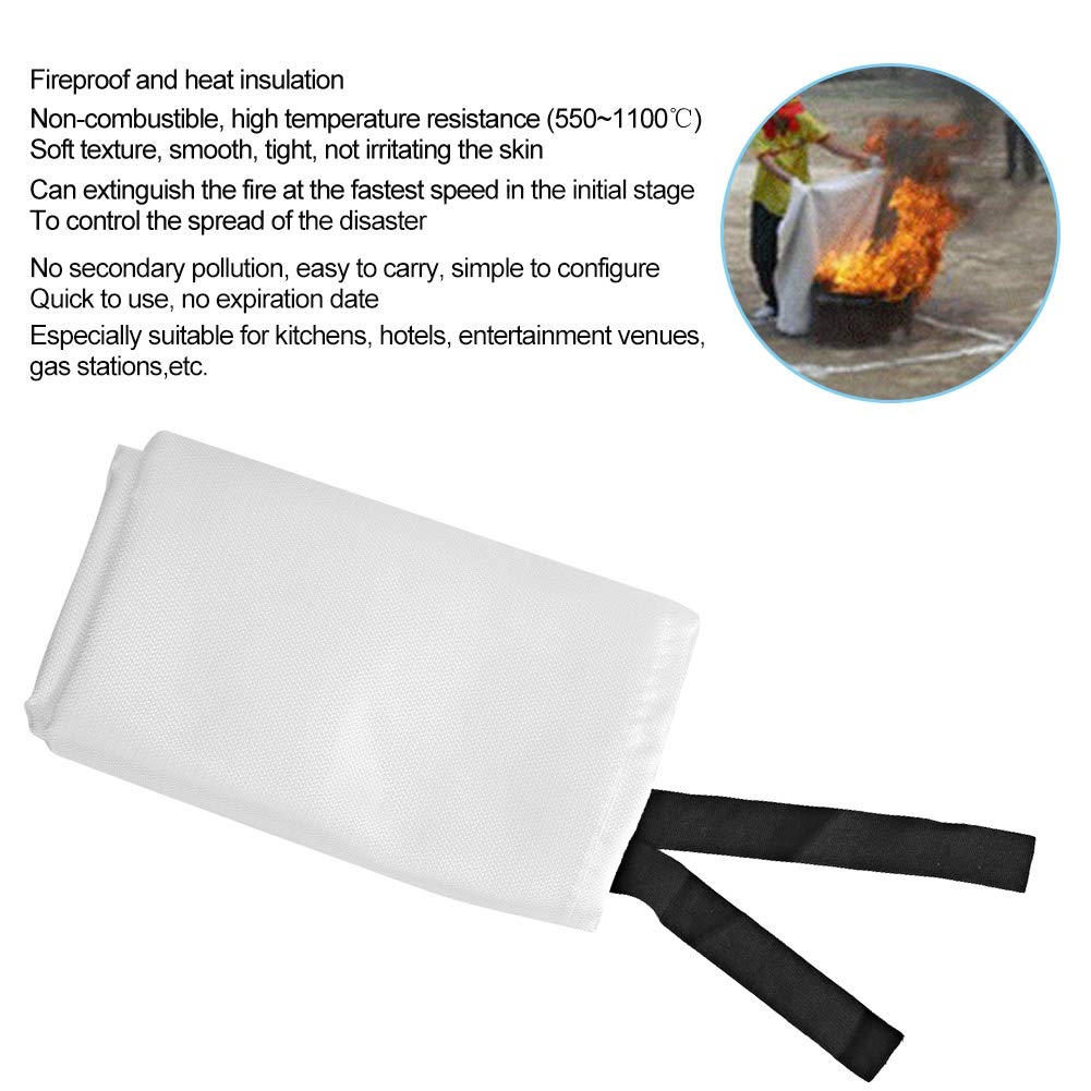 Fire Blanket MysticalFantasy Retardent Emergency Cover for Fireplace Safety, Material, for Kitchen and Hotels, White (1.5mx1.5m)