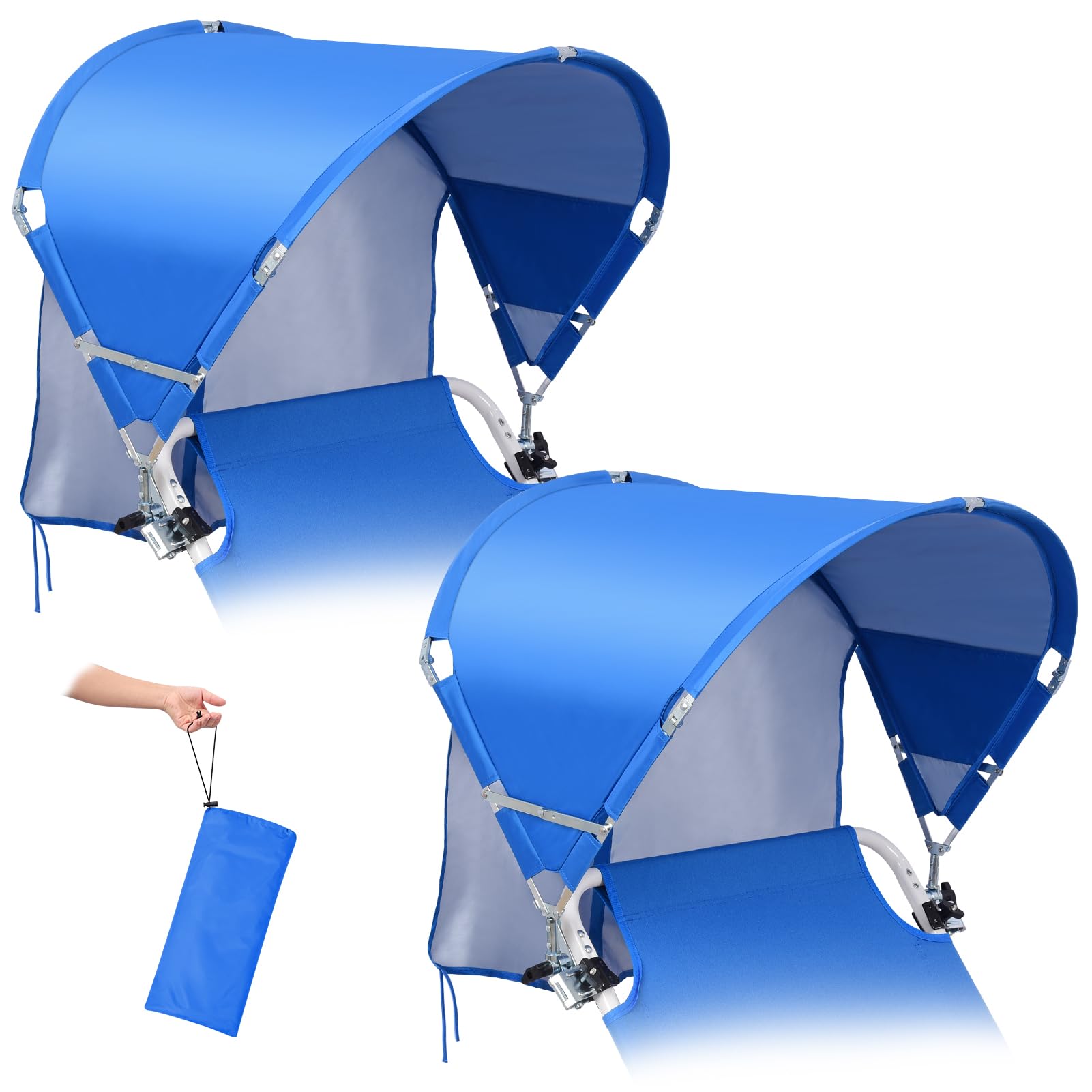 Universal Wind-Resistant Chair Umbrella Canopy, Foldable Portable UPF 50+ Sun Shade Attachment with Adjustable Clamp, Fits Most Beach, Camping, Lawn, Sports, Tanning, Zero Gravity Chairs & Wheelchairs — view 20