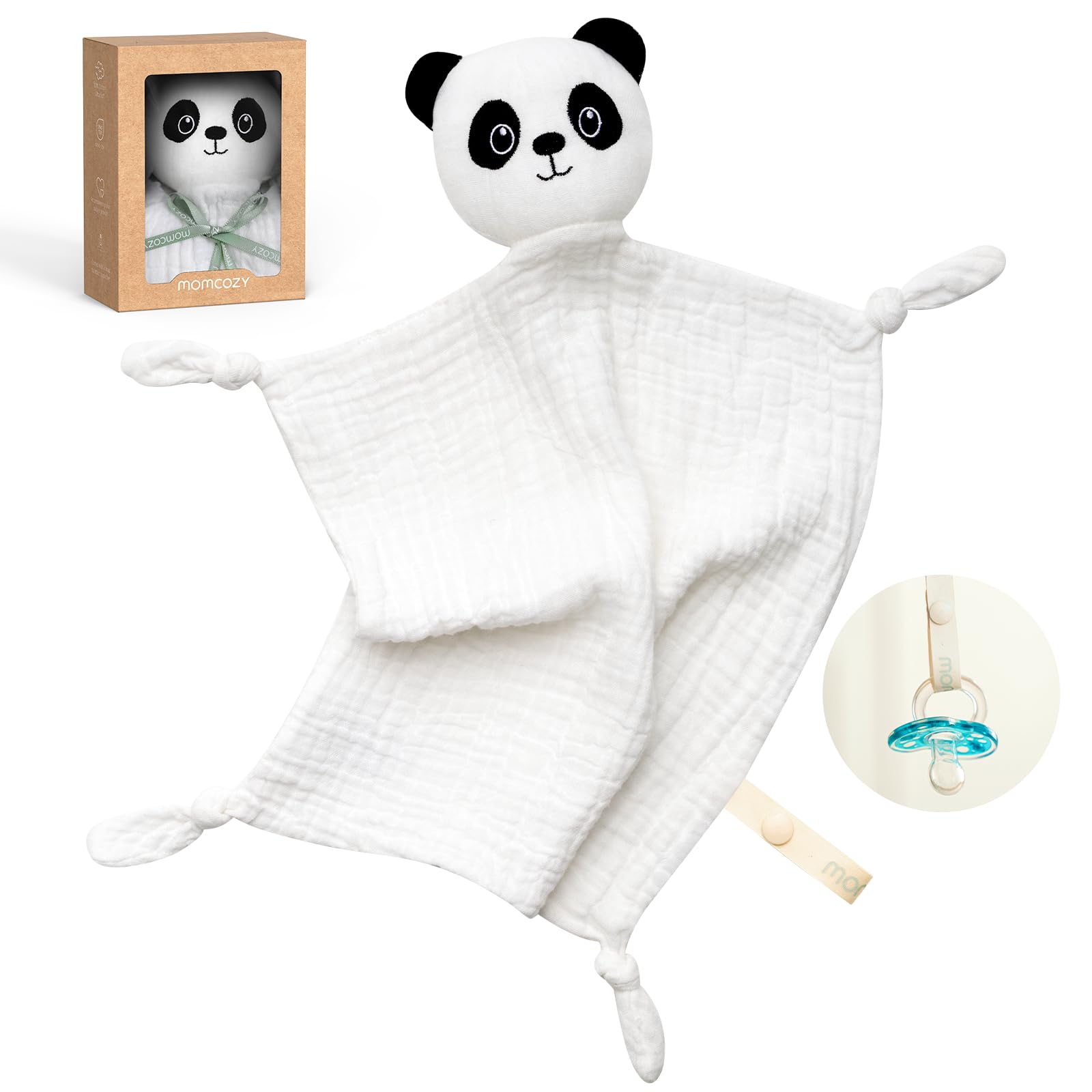 Momcozy Loveys for Babies with Cotton - Soft Security Blanket for Boy or Girl for Self-Soothing On-The-Go-Adorable Portable & Anti-Drop Design -