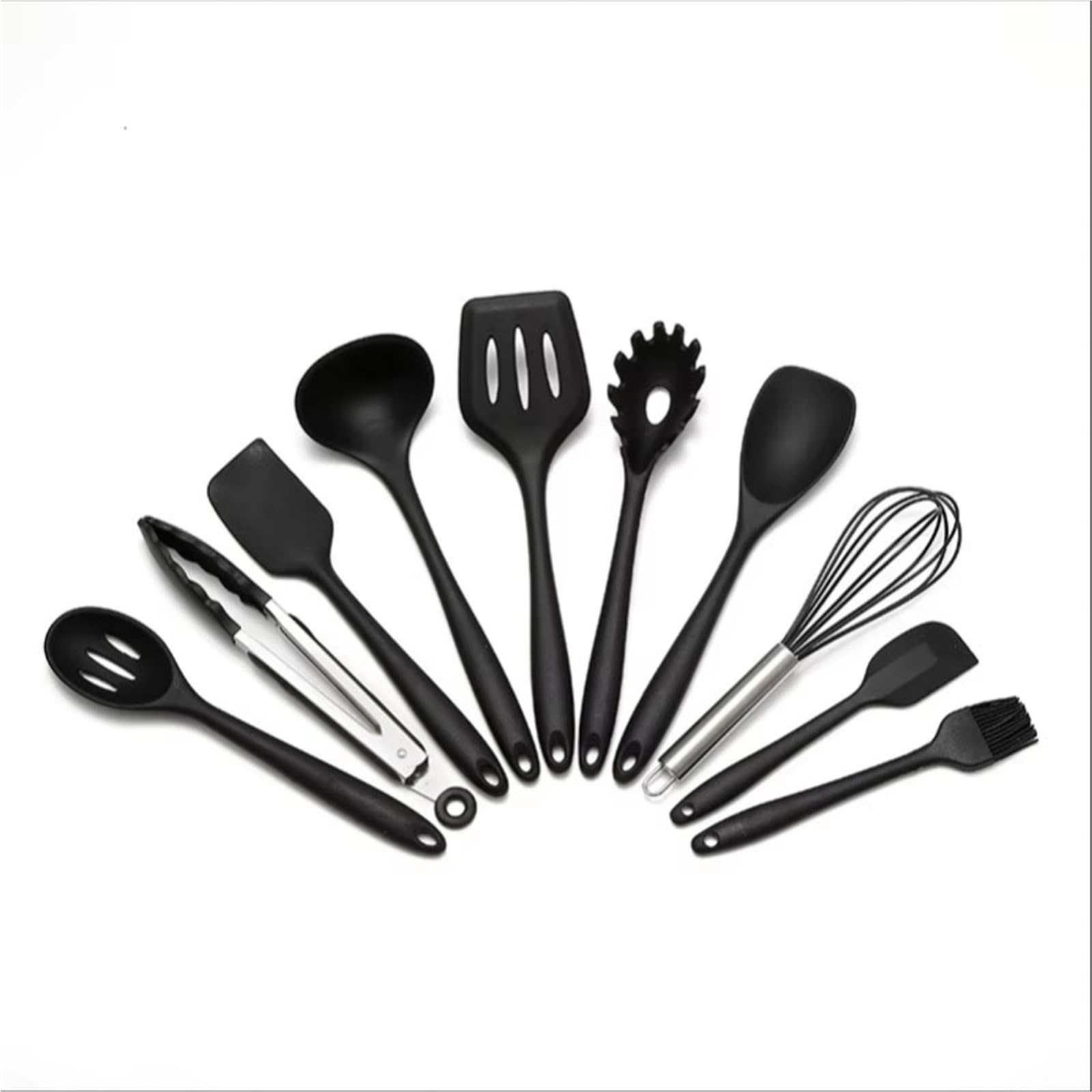 10-teiliges Küchenutensilien-Set aus Silikon, Koch- und Backutensilien for den Heimgebrauch(Black)