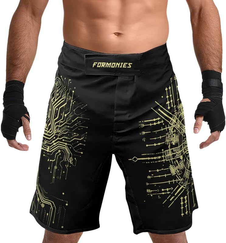 FORMONIES Cyber Viking Men Fighting Shorts for Boxing MMA BJJ Jiu Jitsu Shorts Men Kickboxing Shorts