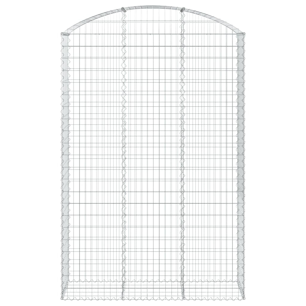 Gavión de arco alto 150x50x220/240 cm de hierro galvanizado para barrera de jardín y protección visual, pared decorativa insonorizada con construcción estable, ganchos reforzados