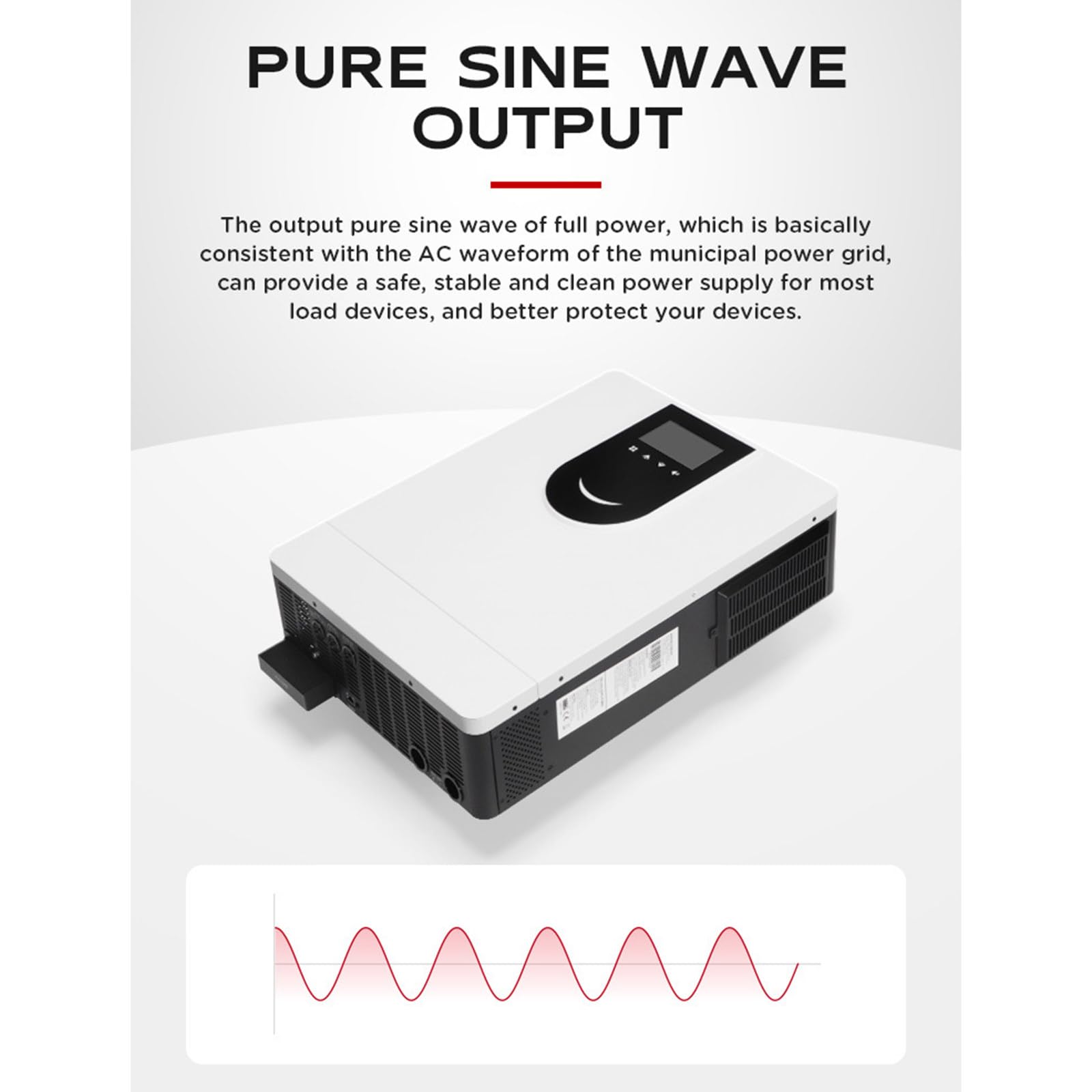 Inverter per accumulo Domestico a Onda positiva Pura, Inverter fotovoltaico Solare e regolatore con Pulsante di Feedback a Grande Schermo a LED,10.2KW