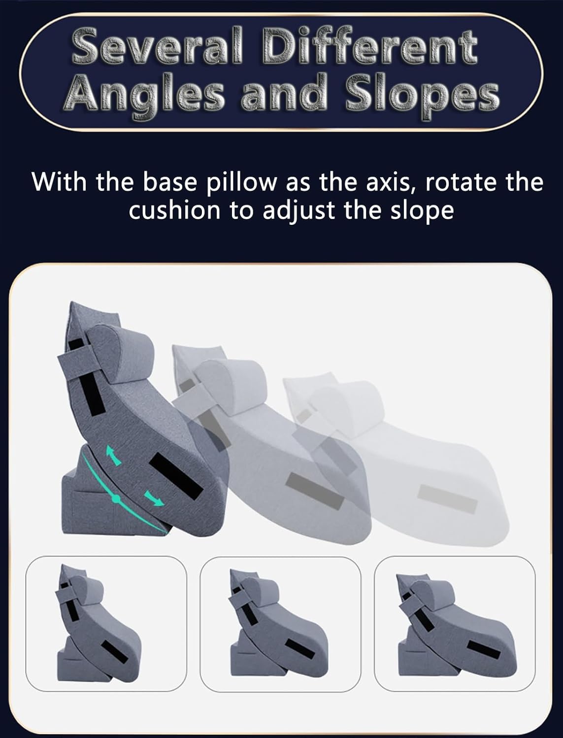 Bed Wedge Pillow - Adjustable Triangle Resting Pillow with Sticky Strips, Washable Cover for Headboard, Couch, Floor – Ideal for Post-Surgery, Knee, Back, Leg Support, GERD