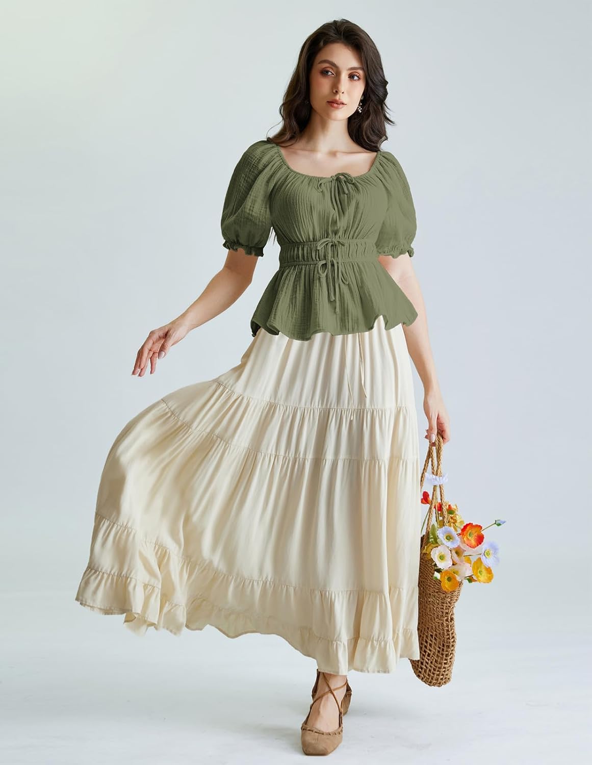 Scarlet Darkness Women Renaissance Shirt Puff Sleeve Square Neck Peasant Pirate Blouse - Image 4