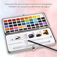 Vista 6 de Grabie Juego de pintura de acuarela, ideal para pintar, 50 colores, pincel de detalles incluido, suministros de arte para artistas, aficionados