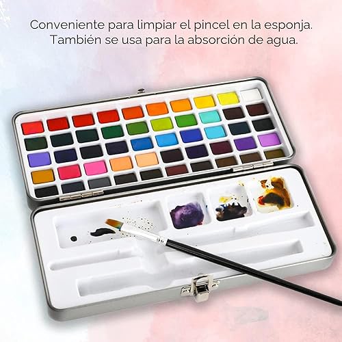 Miniatura 6 de Grabie Juego de pintura de acuarela, ideal para pintar, 50 colores, pincel de detalles incluido, suministros de arte para artistas, aficionados