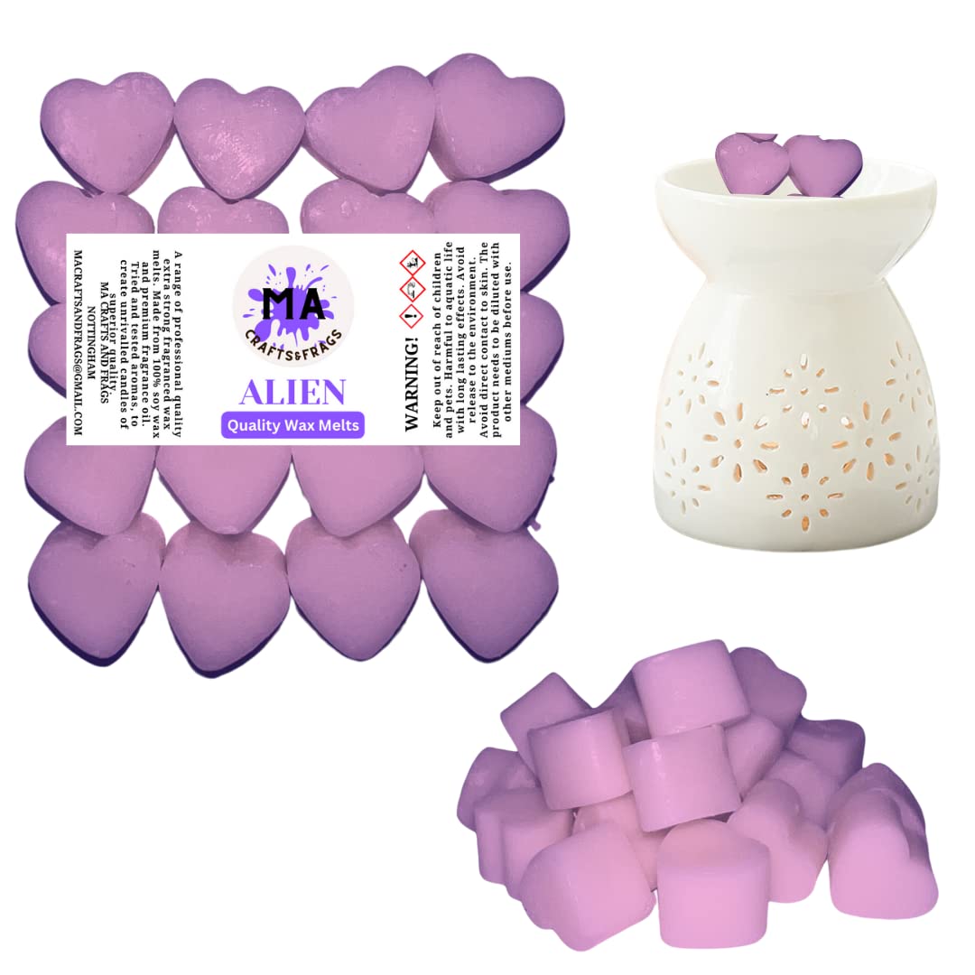 Ma Crafts&Frags Purple 20 X Highly Scented Wax Melts Mini Hearts Many Fragrances Designer Inspired (Aliens)