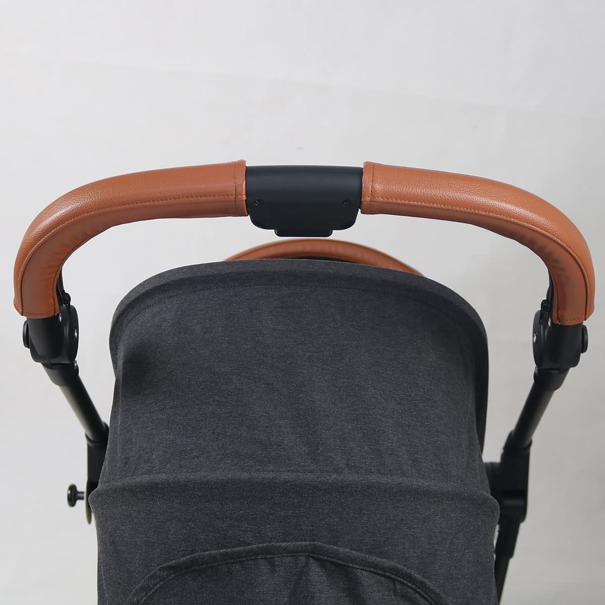 Copertura per maniglia in pelle ecologica in poliuretano, compatibile con passeggino Cybex Melio Carbon, custodia paraurti per passeggino, accessorio per passeggino (per maniglia mamma, marrone)
