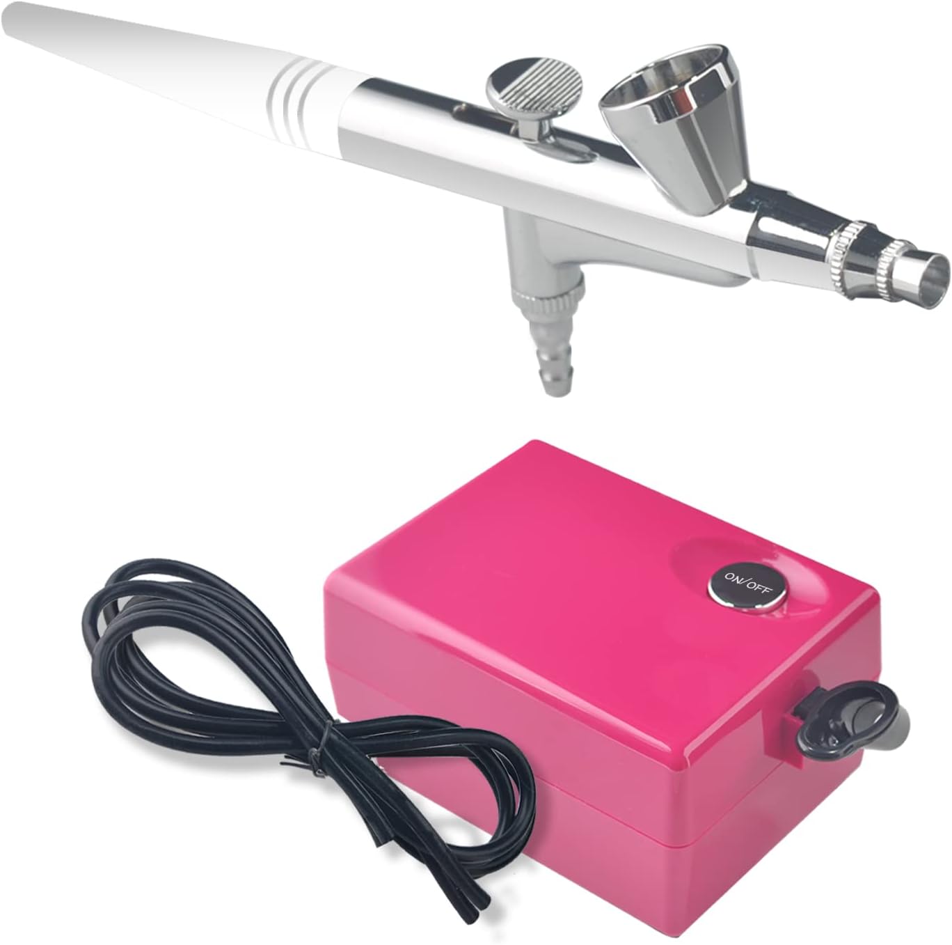 Airbrush Kit with Compressor, 3-Level Adjustable Pressure Spray Gun with 0.4mm Nozzle, Single Action Airbrush Set for Painting, Makeup, Nail Art, Cake Decorating, Model Crafts & Barber