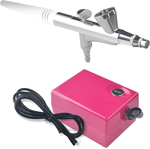 HUBEST Kit de aerógrafo con mini compresor de aire kit de limpieza de aerógrafo para maquillaje de aerógrafo decoración de pasteles tatuajes
