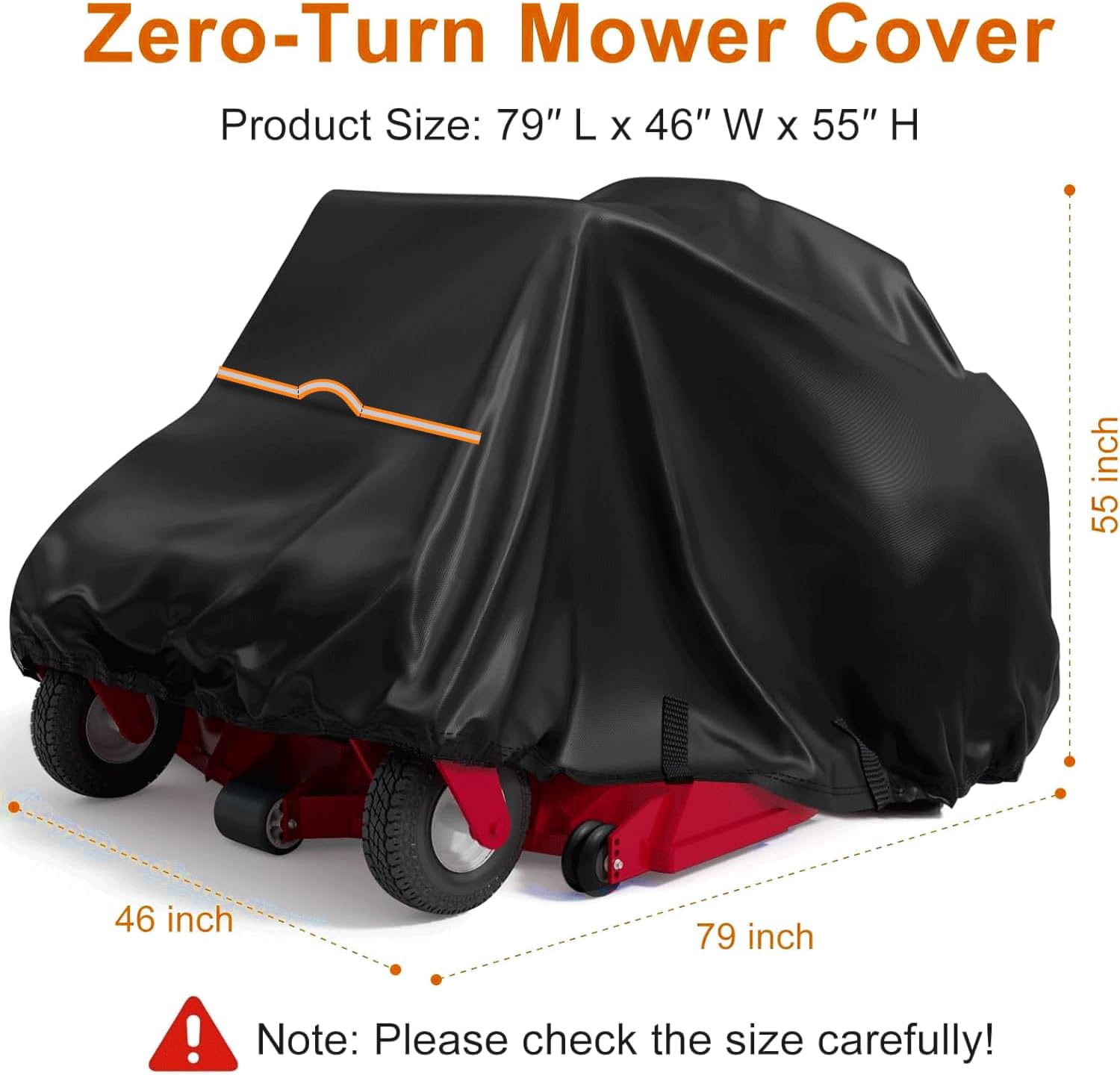 Outdoor Zero-Turn Mower Cover,Heavy Duty 600D Oxford Tearproof,Fit for John Deer,Cub Cadet Zero Turn Up to 60" Lawn Mower Decks,Outdoor Protection Against Water, UV, Dust, and Wind,All Weather Using