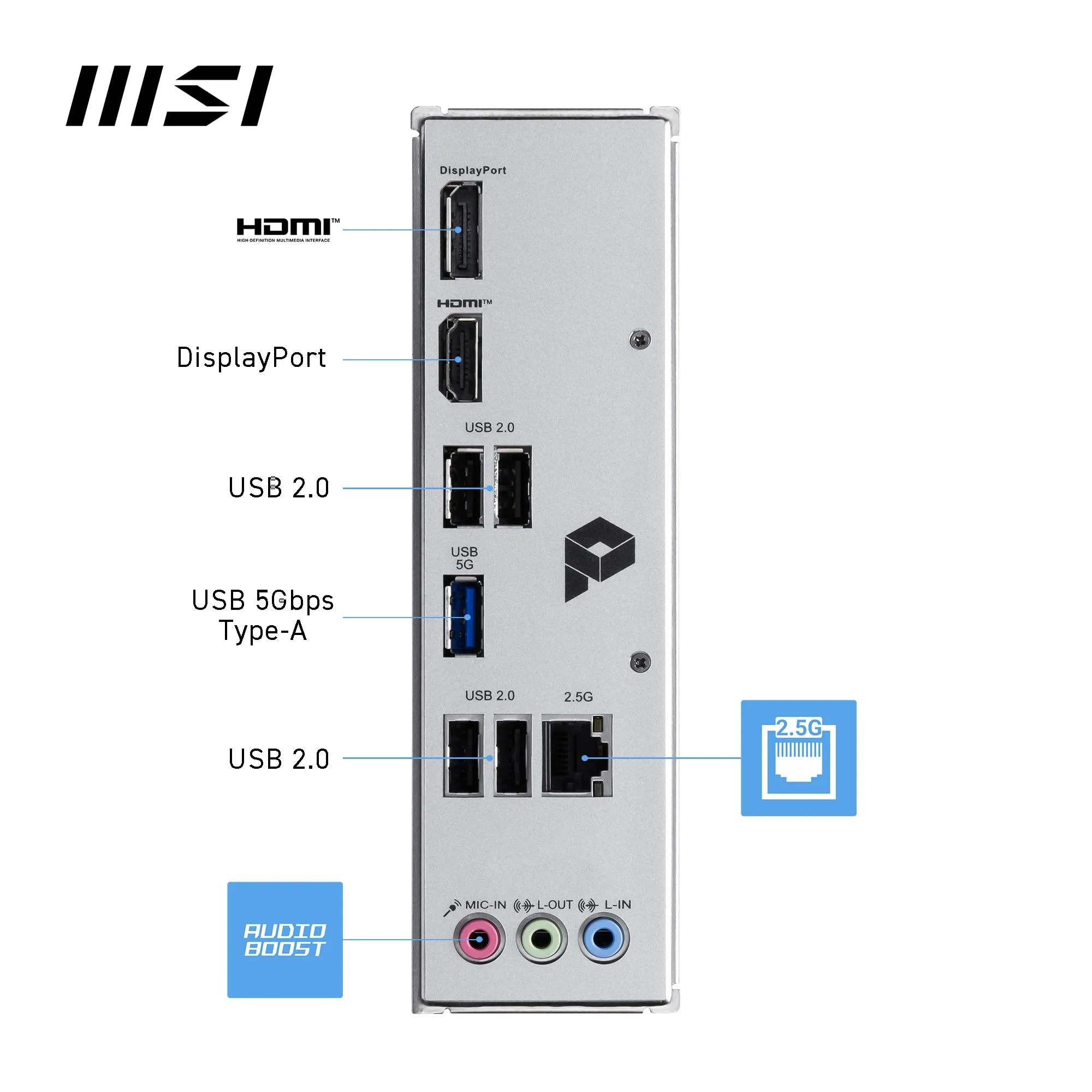 MSI Scheda madre PRO H610M-A DDR4 (Intel Core di 12a/13a/14a generazione, socket LGA 1700, DDR4, PCIe 4, SATA 6Gb/s, LAN 1Gb/s, slot M.2, USB 3.2, mATX)
