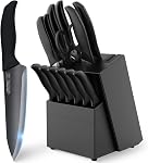 Home Hero Ultra-Sharp Stainless Steel Kitchen Knife Set - Chef Knife with Knife Sharpener - Steak Knives - Couteau Cuisine (11 pcs Set - Black with Sheath)